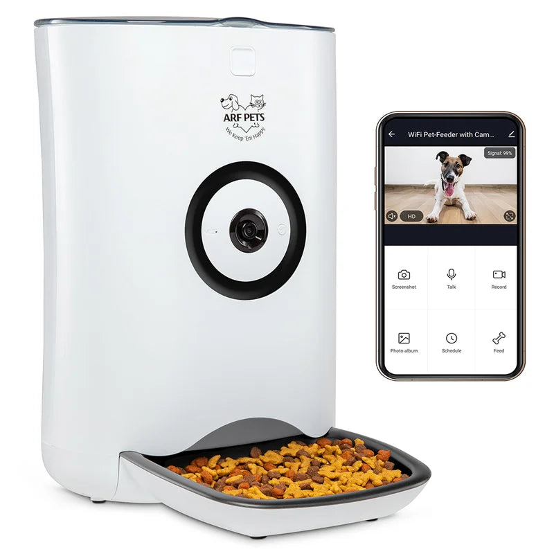 Smart Automatic Pet Feeder with Wi-Fi, Hd Camera with Voice and Video Recording, Programmable Food Dispenser for Dogs & Cats with Easy App-Controlled, 20-Cup Capacity, for Iphone & Android