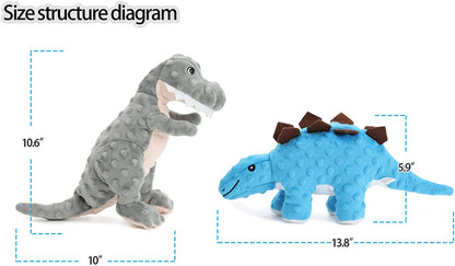 Stuffed Dinosaur Dog Toys Durable Plush Dog Toy with Crinkle Paper Cute Squeaky Dog Toys Dog Chew Toys for Small Medium Large Dogs and Puppy