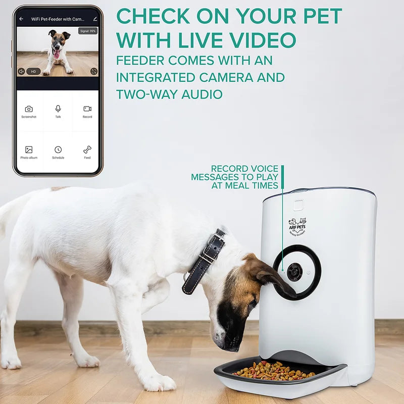 Smart Automatic Pet Feeder with Wi-Fi, Hd Camera with Voice and Video Recording, Programmable Food Dispenser for Dogs & Cats with Easy App-Controlled, 20-Cup Capacity, for Iphone & Android