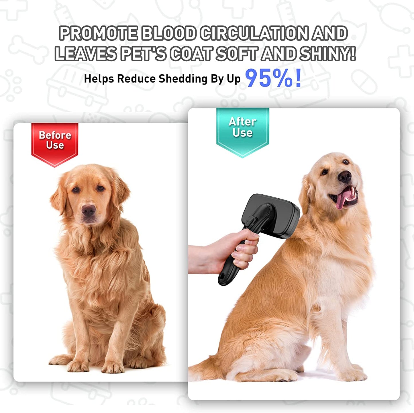 Dogs Cats Self Cleaning Slicker Brush for Shedding and Grooming Long Short Hair, Pain-Free Removes Loose Undercoat, Tangles, Knots with Massage Particles for Small Medium Large for All Hair Types