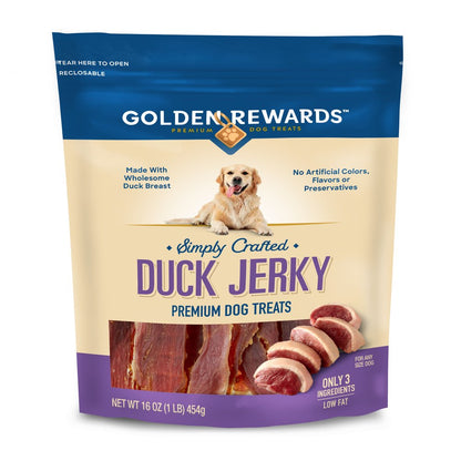 Duck Flavor Premium Jerky Dry Training Treats for All Dogs, 16 Oz.